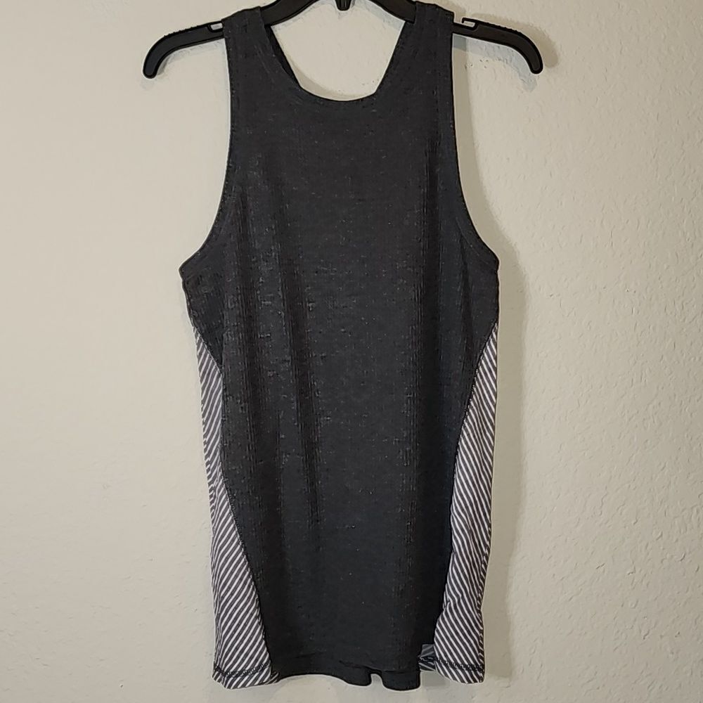 Doe & Rea Grey and striped tank top with racer back, NWOT